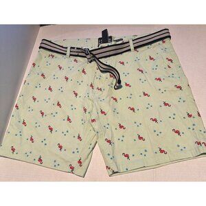 Men’s Tropical Flamingo Shorts 38 | Belted Resort Party Vibes – Raw Yarn